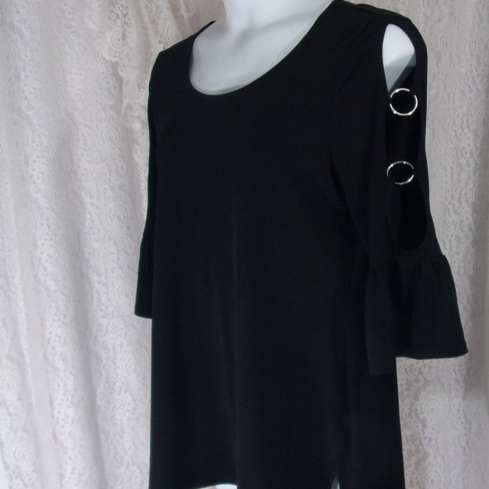 Jm Collection Black Cold Shoulder Knit Top Size XL NWOT